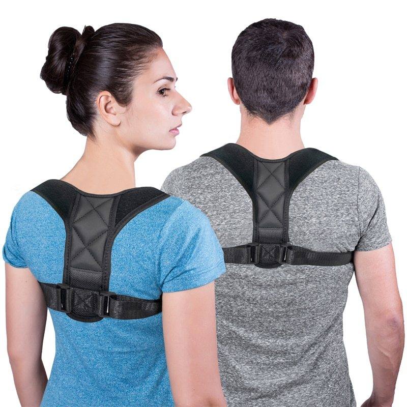 Medical clavicle posture corrector worn by man and woman for back support and posture correction
