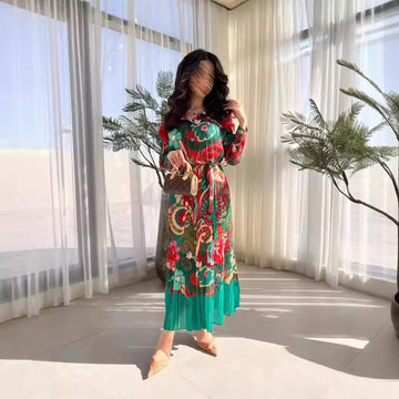 Fashion Pleated Cardigan Dress Women